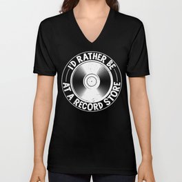 I'd rather be at a record store 80s aesthetic V Neck T Shirt