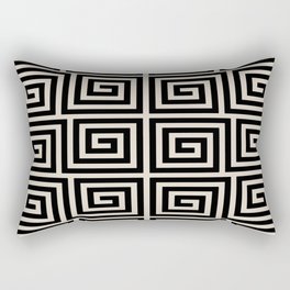 Greek Key Pattern 123 Black and Linen White Rectangular Pillow