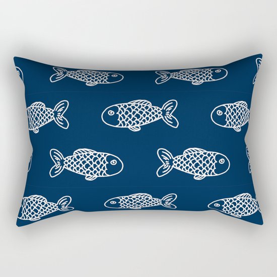 Nautical fish cute simple minimal basic ocean pattern nursery gender nuetral Rectangular Pillow