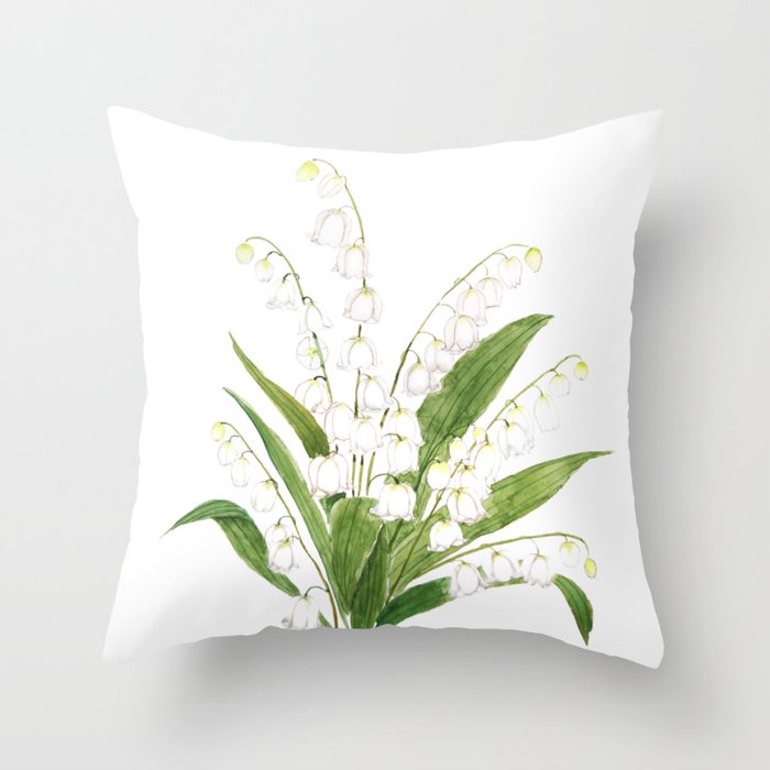 white lily of valley Throw Pillow