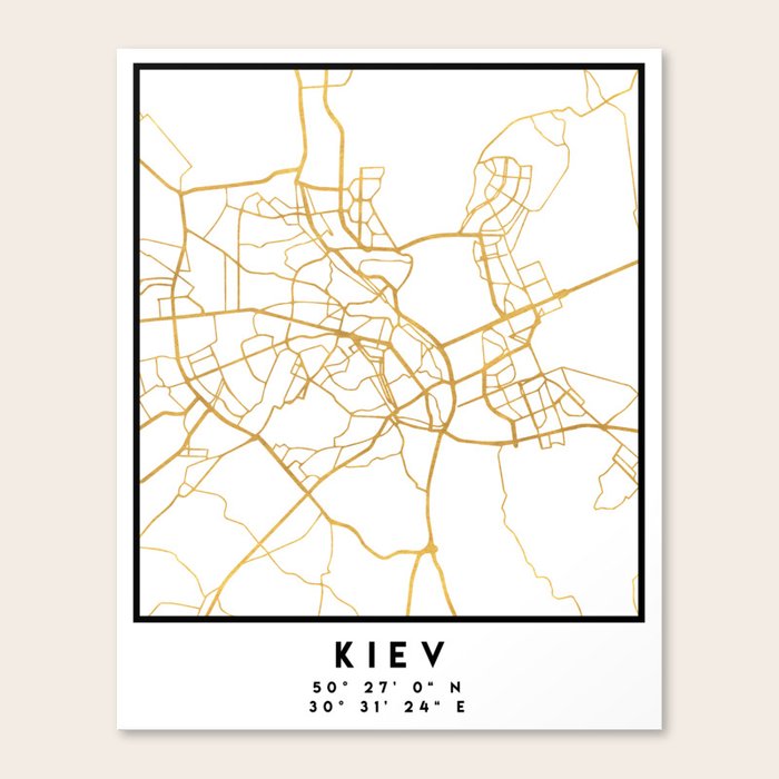 Kiev Ukraine City Street Map Art Canvas Print By Deificus Art Society6