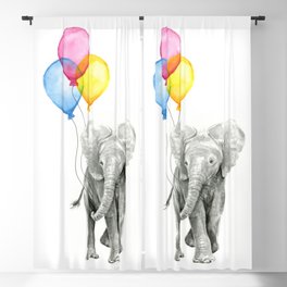 Baby Elephant with Balloons Nursery Animals Prints Whimsical Animal Blackout Curtain