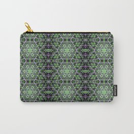 Liquid Light Series 53 ~ Green & Purple Abstract Fractal Pattern Carry-All Pouch