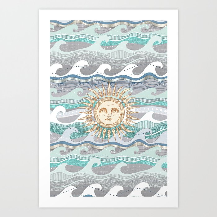 sun and waves Art Print