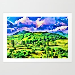 Kackar Mountains Green Aesthetic Modern Impressionist Landscape Art Print