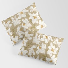 White Royal Lilies Floral Pattern Pillow Sham