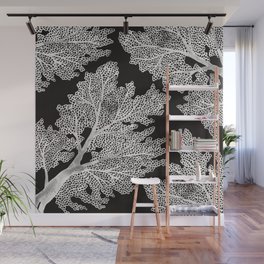 Sea Fan Coral – White on Black Wall Mural