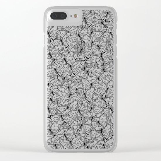Butterflies Black on White Clear iPhone Case