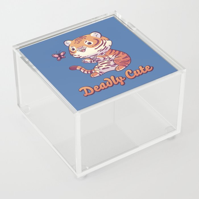 Deadly Cute Tiger // Kawaii, Big Cat, Animals Acrylic Box
