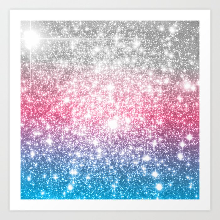 Galaxy Sparkle Stars Cotton Candy Art Print