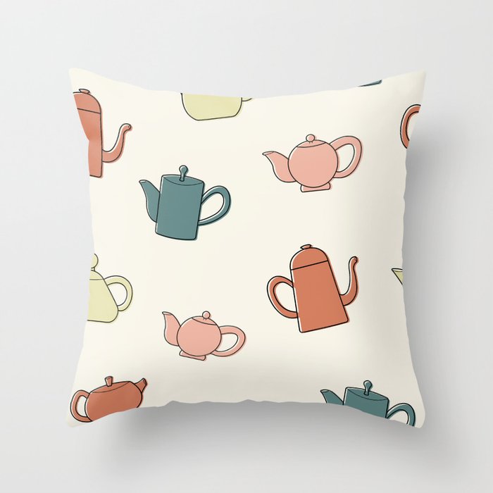 Pattern teapots Throw Pillow