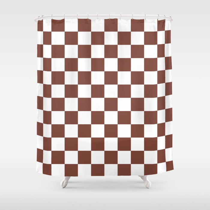 Checkered (Brown & White Pattern) Shower Curtain