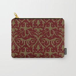 golden floral on the dark red background Carry-All Pouch