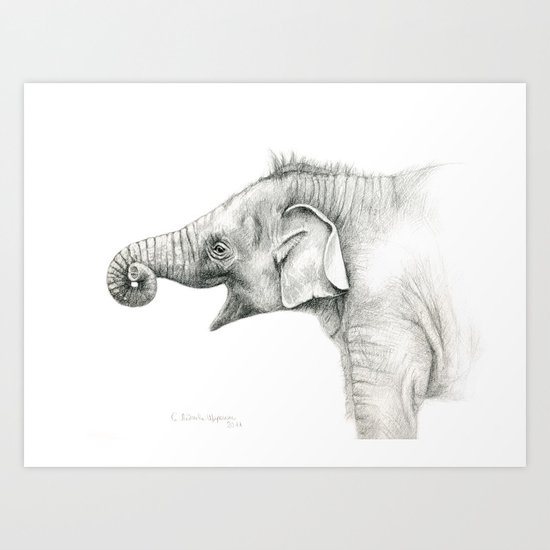 Baby Elephant G005 Art Print