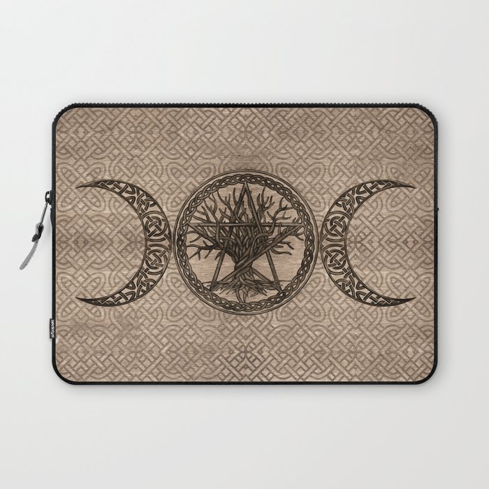 Triple Moon with pentagram and tree of life Laptop Sleeve