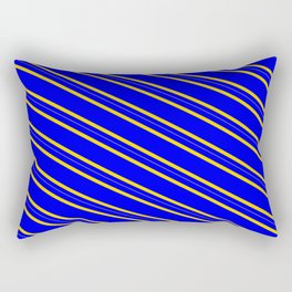 [ Thumbnail: Blue and Yellow Colored Lines Pattern Rectangular Pillow ]
