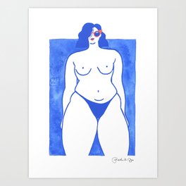 Blue Cool Babe Art Print
