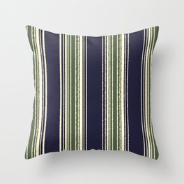 Navy blue and sage green stripes Throw Pillow
