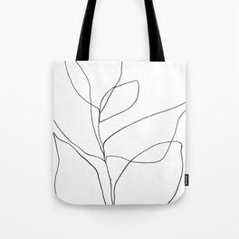 Minimalist Line Art Plant Drawing Tote Bag