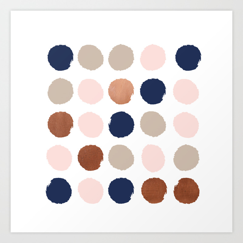 Polka Dots Abstract Minimalist Painting Bronze Copper Gold