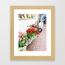 Amsterdam Tulips Streetscape Framed Art Print