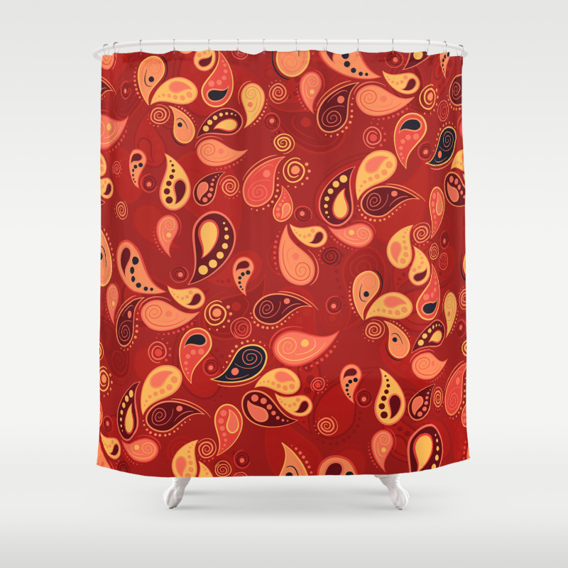 Red Paisley Shower Curtain By Digitalshards Society6