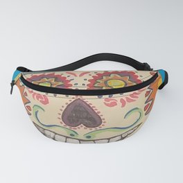 Sugar Skull Man with Hat on Blue Fanny Pack