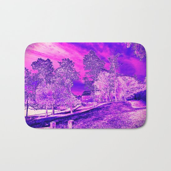 Pink N Purple Rural Scene Bath Mat