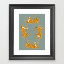 Leopard Race - blue Framed Art Print