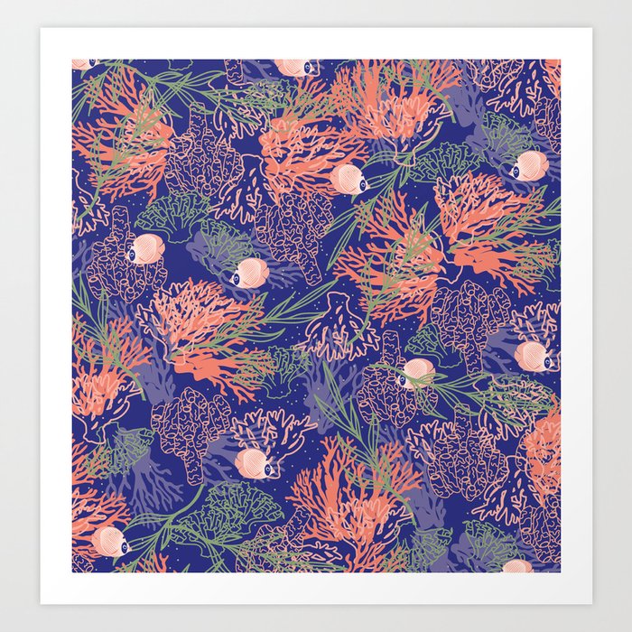 Coral Floral Art Print