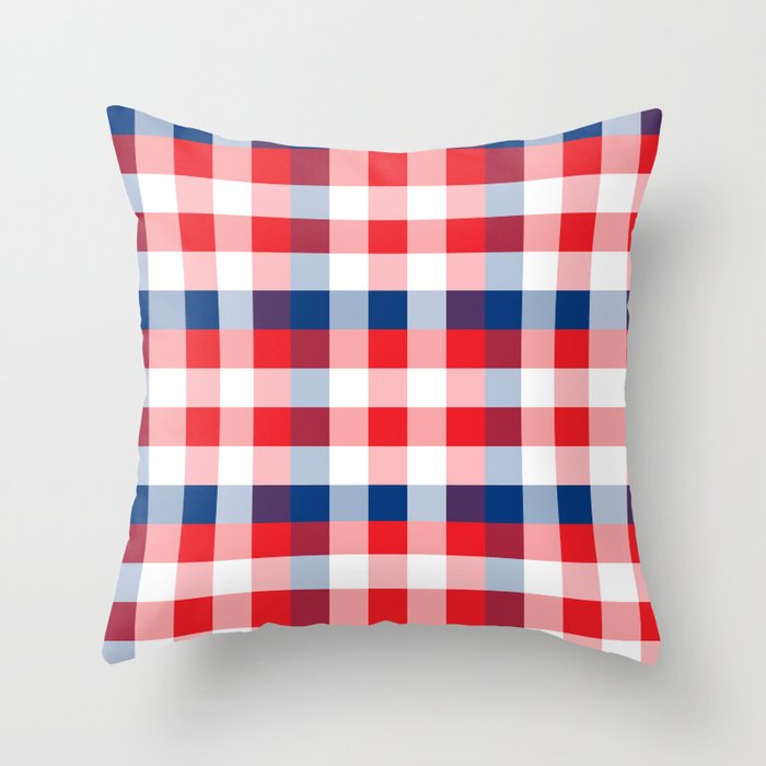 Blue & Red Square Combination Throw Pillow