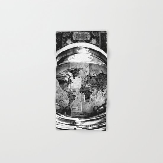 astronaut world map black and white 2 Hand & Bath Towel