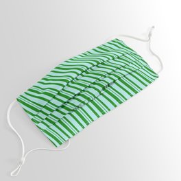 [ Thumbnail: Turquoise and Green Colored Stripes Pattern Face Mask ]
