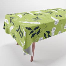 Leaf Pattern On Light Green Background Tablecloth