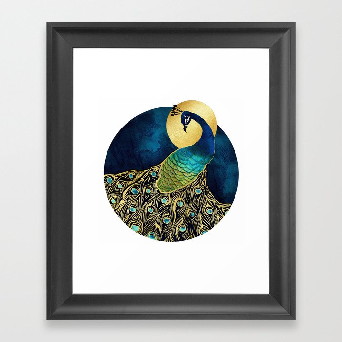 Golden Peacock Framed Art Print