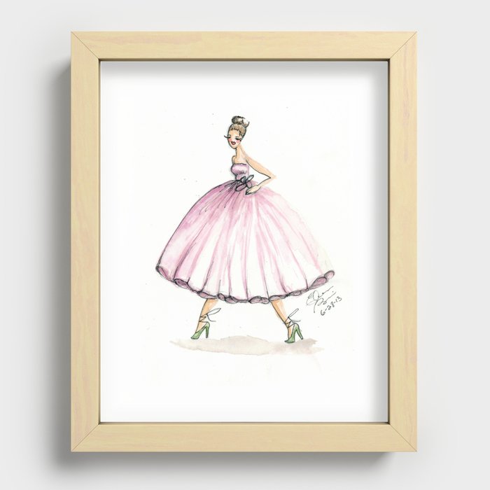 Sweet Pink Dress Watercolor Dress Recessed Framed Print