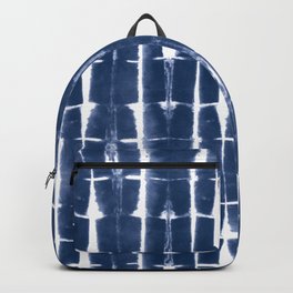 Shibori Stripes 3 Indigo Blue Backpack | Curated, Vintage, Shibori, Graphicdesign, Nature, Tye Die, Digital, Tiedye, Painting, Blue 