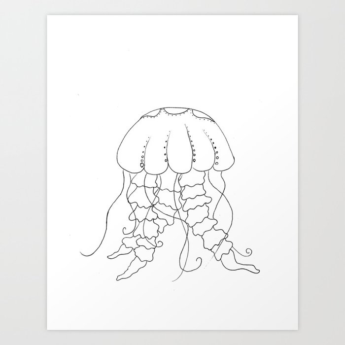 Jellyfish Outline - Under the Sea Collection Art Print