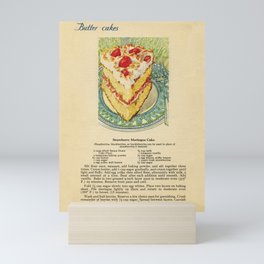 Vintage Strawberry Meringue Cake Recipe  Mini Art Print
