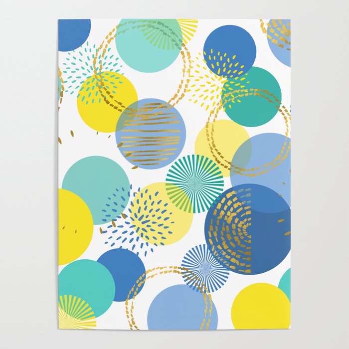 Abstract Circles Geometric Pattern Vintage Print Poster