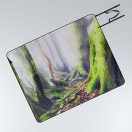 Magical forest watercolor painting Picnic Blanket