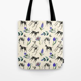 GREYHOUND DOGS & PRESSED FLOWERS Tote Bag