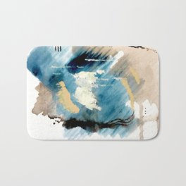 You are an Ocean - abstract India Ink & Acrylic in blue, gray, brown, black and white Bath Mat