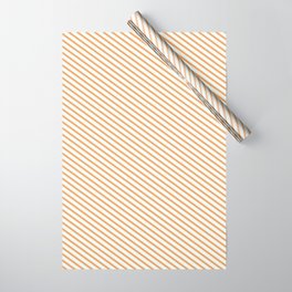 [ Thumbnail: Brown and Mint Cream Colored Striped Pattern Wrapping Paper ]