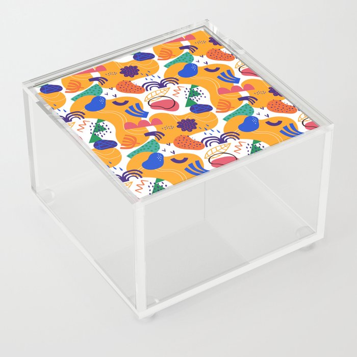 Abstract organic shape drawing seamless pattern Acrylic Box