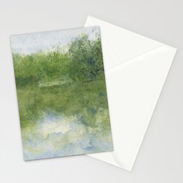 Green Mountain Sky Lake Landscape Stationery Card