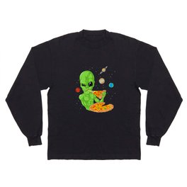 alien eating pizza Long Sleeve T-shirt