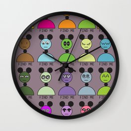 FIND THEM Face and Torso Figuritas Color Line Art Modern Cartoon Figures brown background Wall Clock