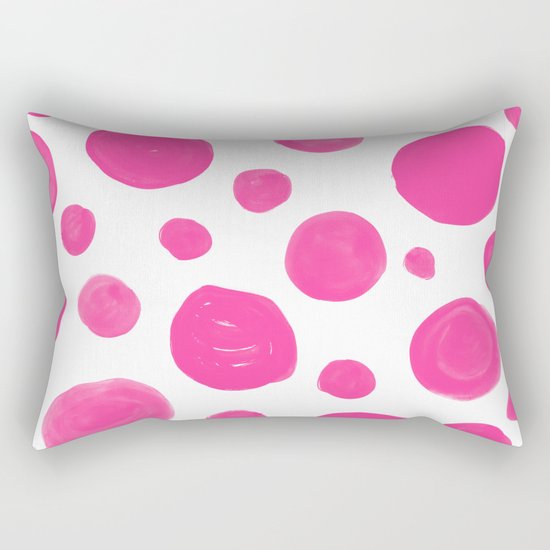 Pink handdrawn dots - Polkadot pattern on white on #Society6 Rectangular Pillow
