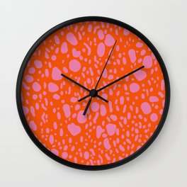 Pink and Orange Animal Print Wall Clock